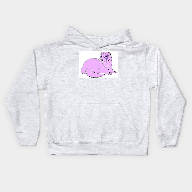 Feisty Ferret Lavender Kids Hoodie by AcaciaRogers